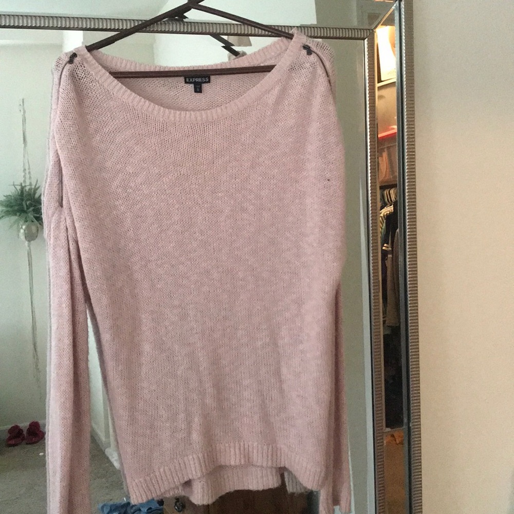 Pink shoulder zip sweater